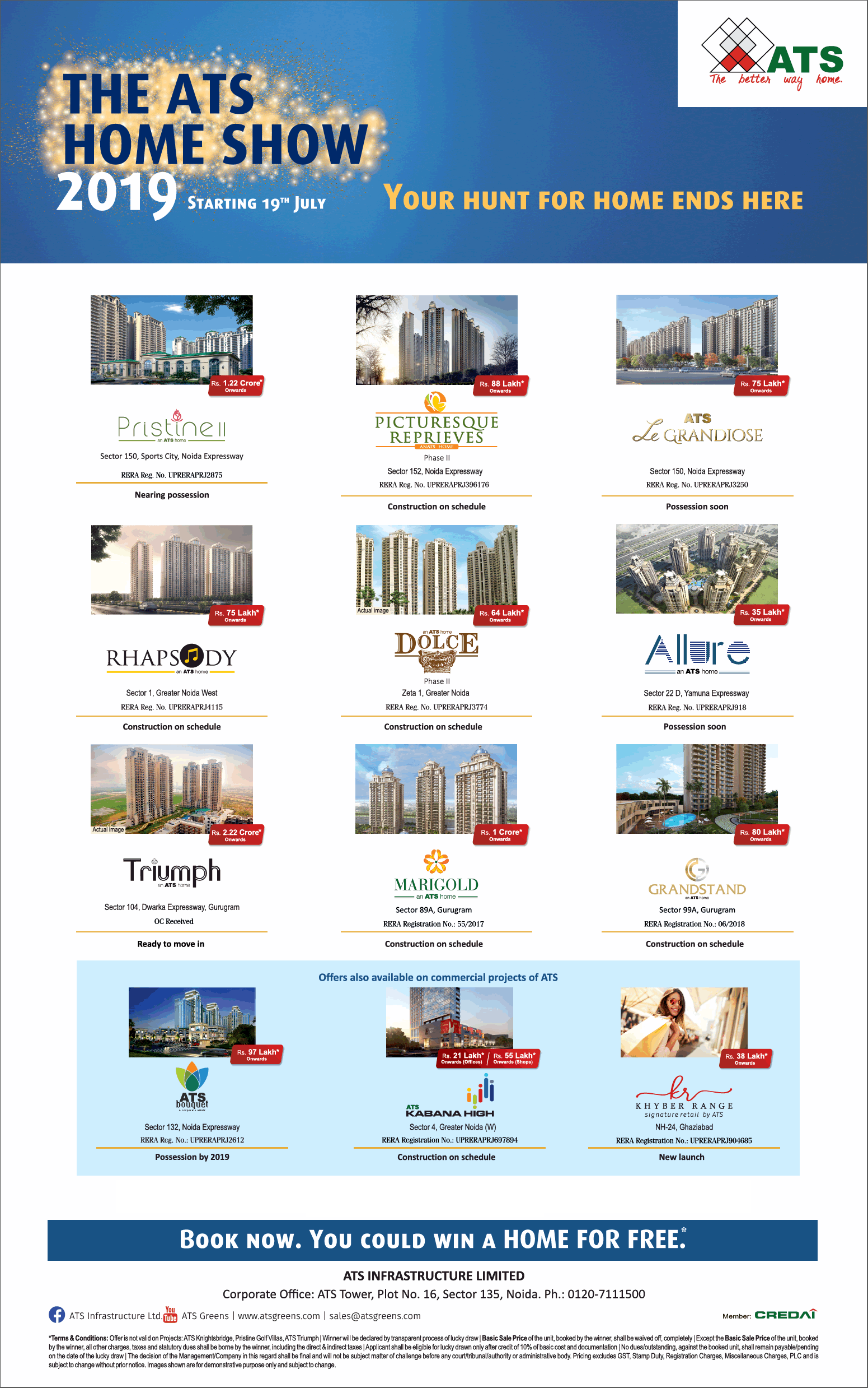 Book Now The ATS Homes Show 2019, Noida Update